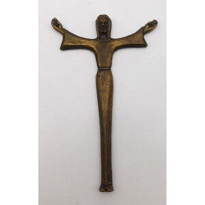 Vintage Cross Gold Tone Brass Jesus Religious No Crucifix